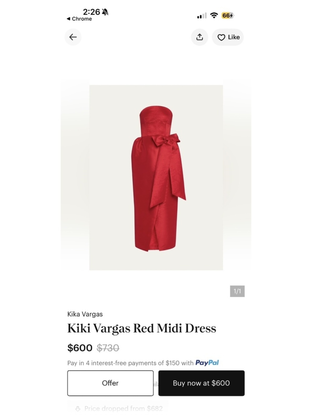 Kiki Vargas Strapless Red Cocktail Dress Size M